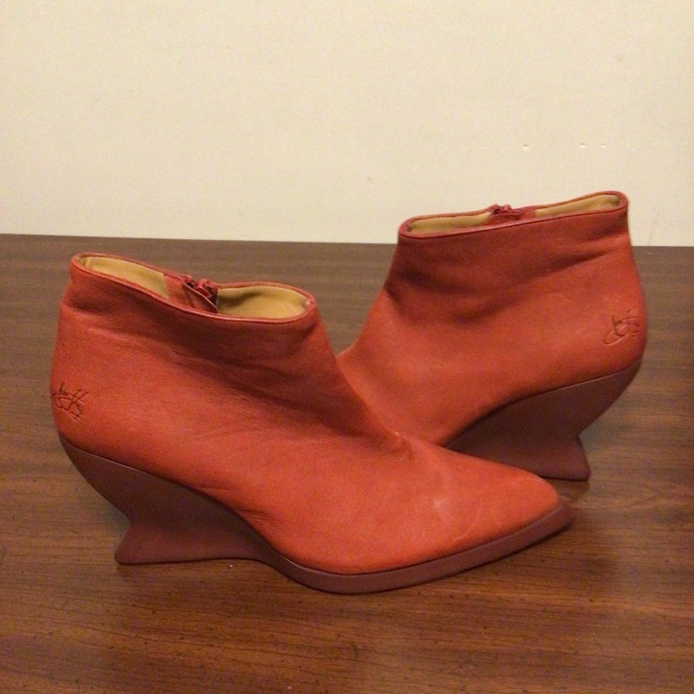JOHN FLUEVOG RED LEATHER ANKLE BOOT SZ 10 - Picture 6 of 14